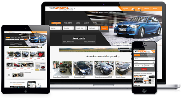 DeMotores.com — responsive design across desktop, tablet and mobile devices