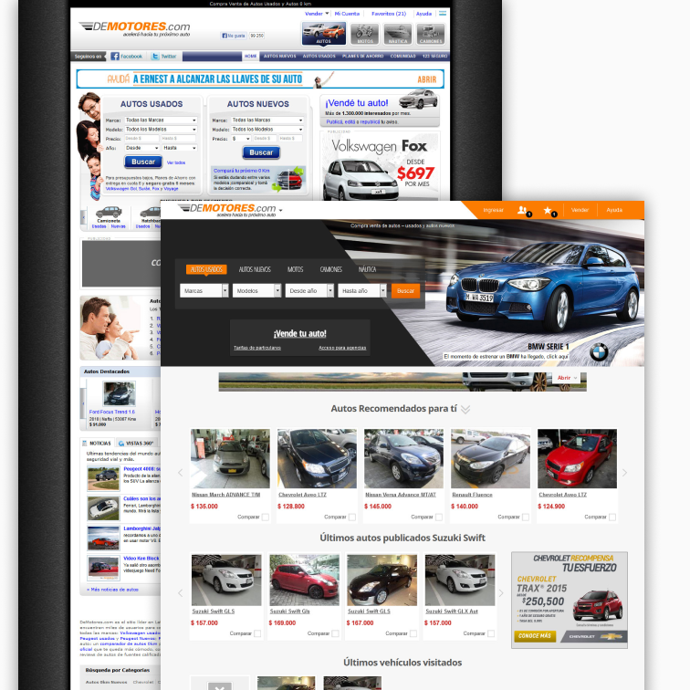 DeMotores.com responsive relaunch before and after images